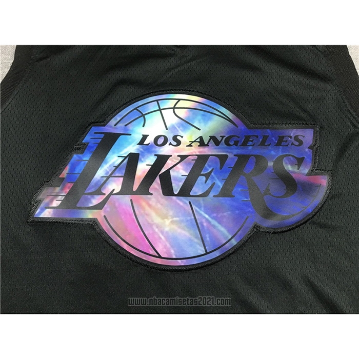 Camiseta Los Angeles Lakers LeBron James #23 Iridescent Logo Negro